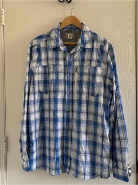 L.L.Bean Men’s Large Tall Blue Plaid Button Down Shirt Long Sleeve Outdoor